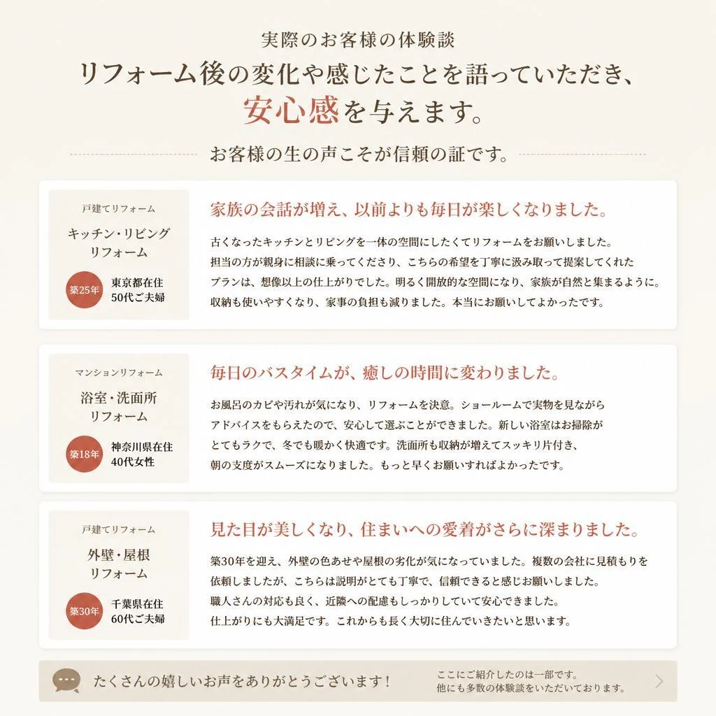 お客様の声｜満足のリフォーム体験談